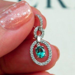 June Birthstone! Brilliant Natural Alexandrite Diamond 18k White Gold Pendant